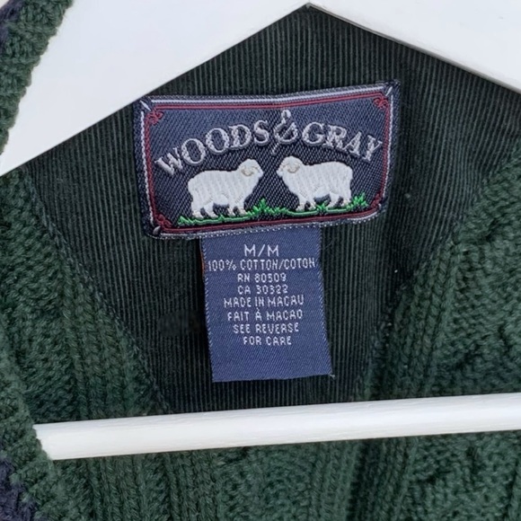 Vintage Sweater M Cable Knit Chunky 90s Grandpa V Neck Pullover - Picture 7 of 7